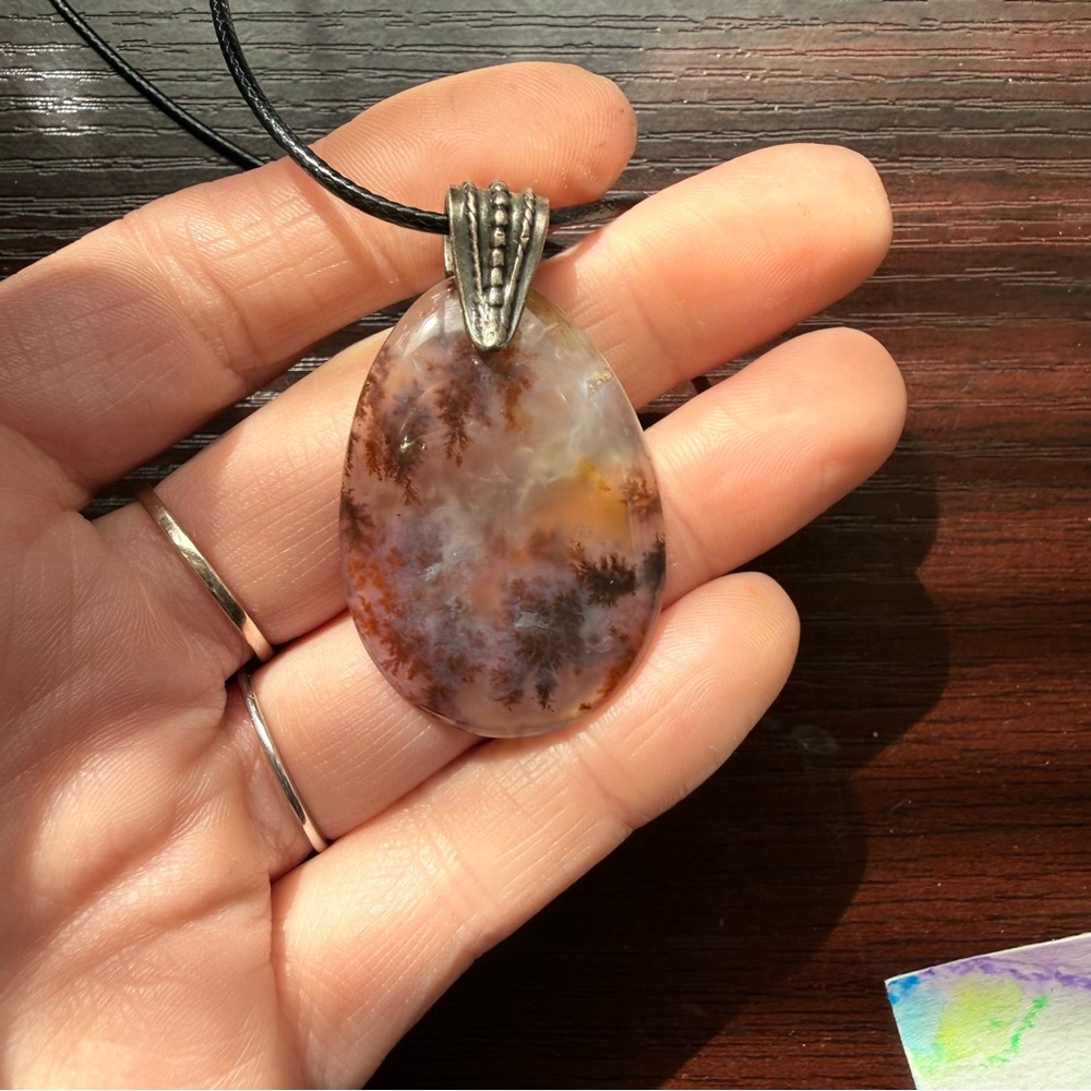 ▪️ Handcrafted Moss Agate Pendant Necklace - Picture 3 of 5